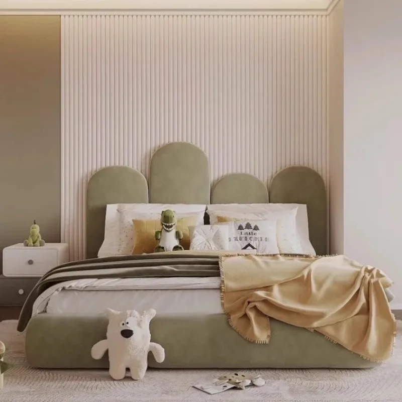 Modern simple children's room fabric bed, boys and girls bed, Nordic model room furniture lemon green theme hotel
Modern simple children's room fabric bed, boys and girls bed, Nordic model room furniture lemon green theme hotel