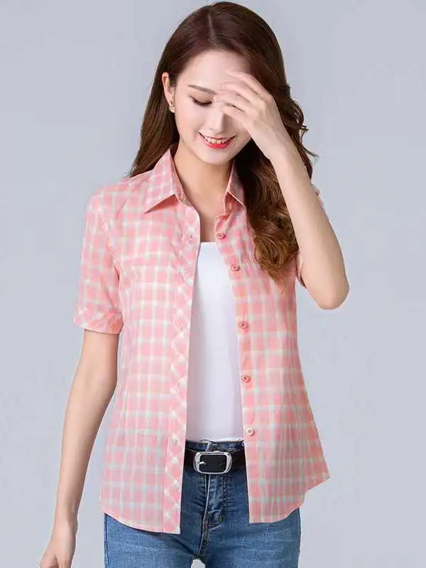 Summer New Design Casual Short Plaid Shirt Women's Commute Style Cotton Blend Easy to Wear Short Sleeve Square Collar Top
Summer New Design Casual Short Plaid Shirt Women's Commute Style Cotton Blend Easy to Wear Short Sleeve Square Collar Top