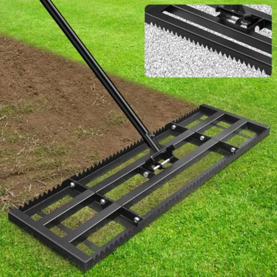Lawn Leveling Rake-32''x10 Heavy Duty Leveler Reinforced Landscape Tool Steel Lawn Rake with Serrated Edge and Smooth Plate for
Lawn Leveling Rake-32''x10 Heavy Duty Leveler Reinforced Landscape Tool Steel Lawn Rake with Serrated Edge and Smooth Plate for
