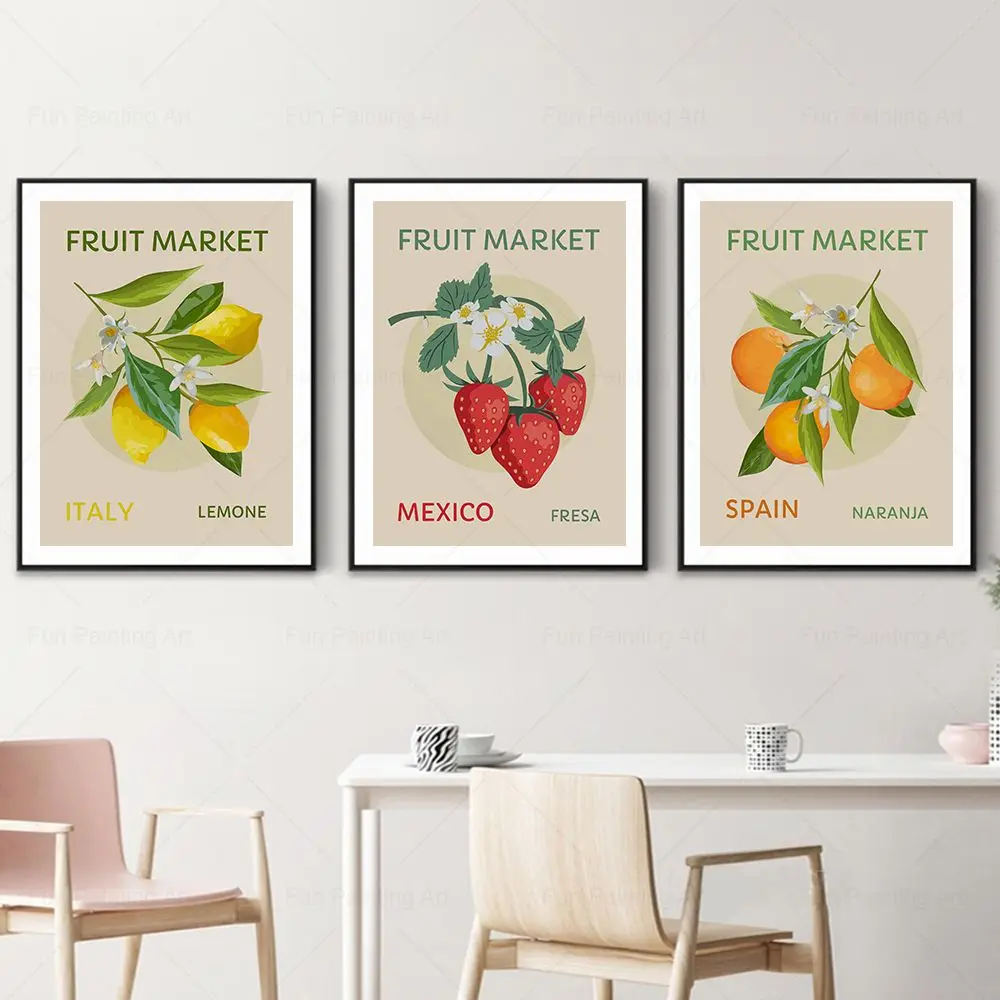 Fruit Market Cherry Lemon Orange Vintage Posters and Prints Wall Art Canvas Painting Nordic Wall Picture Colourful Kitchen Decor
Fruit Market Cherry Lemon Orange Vintage Posters and Prints Wall Art Canvas Painting Nordic Wall Picture Colourful Kitchen Decor