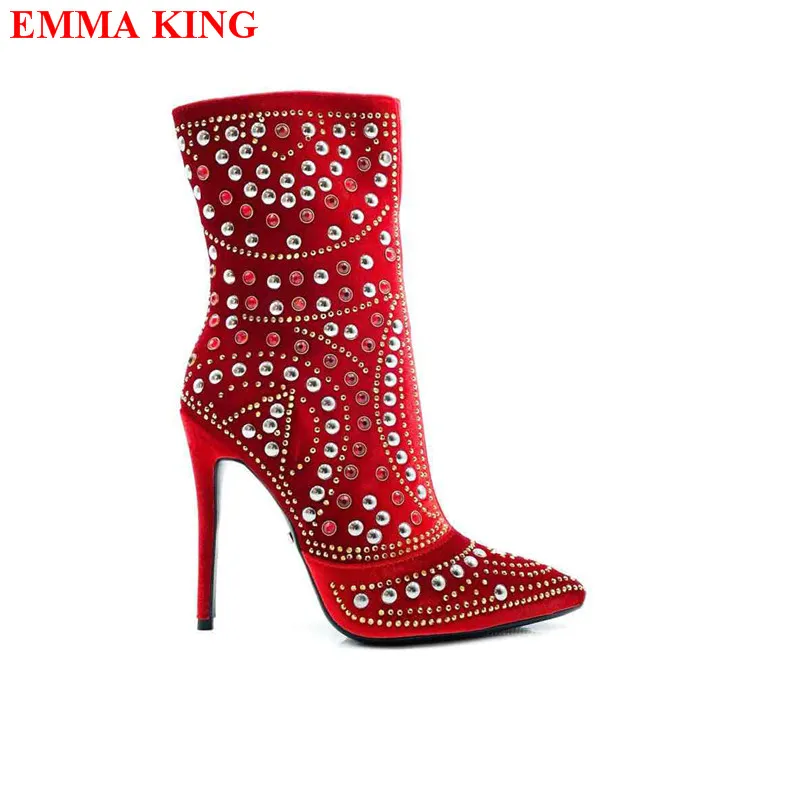 Luxury Designer Rhinestone Stud Ankle Boots For Women 2022 Fashion Pointed Toe High Heels Shoes Female Crystal Short Boots Woman
Luxury Designer Rhinestone Stud Ankle Boots For Women 2022 Fashion Pointed Toe High Heels Shoes Female Crystal Short Boots Woman