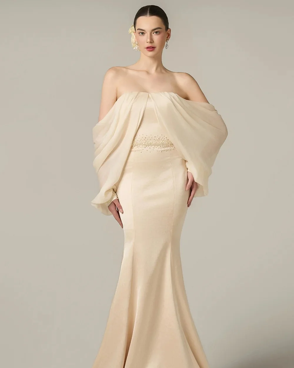 Customized Elegant Formal Charmeuse Rhinestone Mermaid Evening Dresses Modern Style Off-the-shoulder Sleeveless Long Party Gowns
Customized Elegant Formal Charmeuse Rhinestone Mermaid Evening Dresses Modern Style Off-the-shoulder Sleeveless Long Party Gowns