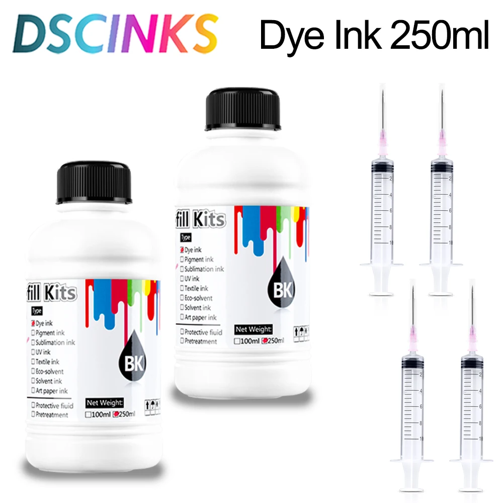 250ml Universal Dye Ink BK C M Y Kit Compatible For HP Canon Epson Brother Deskjet Inkjet Printer Tank Cartridges CISS
250ml Universal Dye Ink BK C M Y Kit Compatible For HP Canon Epson Brother Deskjet Inkjet Printer Tank Cartridges CISS