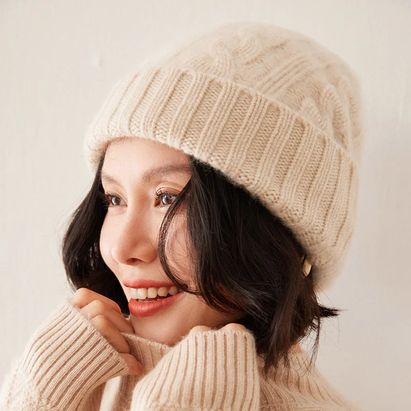 Advanced women's cashmere hat, solid color knitted hat, warm, outdoor, twisted flower, thick, casual, spring and autumn, new
Advanced women's cashmere hat, solid color knitted hat, warm, outdoor, twisted flower, thick, casual, spring and autumn, new