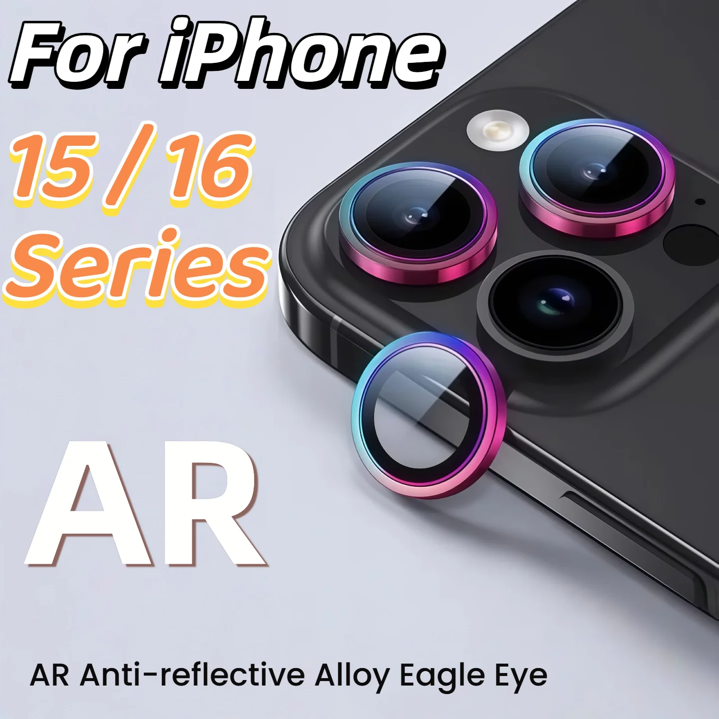 Compatible with iPhone 15/16e/16Pro/15ProMax/15Plus series, rear camera protector with locator and eagle-eye lens.
Compatible with iPhone 15/16e/16Pro/15ProMax/15Plus series, rear camera protector with locator and eagle-eye lens.