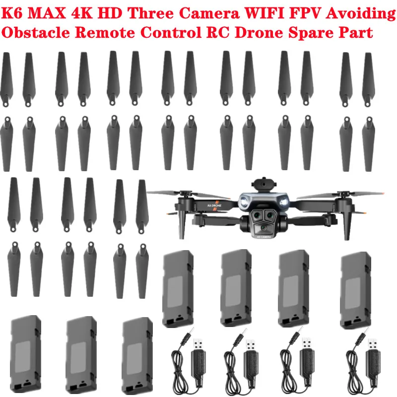 K6 MAX K6MAX 4K WIFI FPV Avoiding Obstacle Remote Control RC Drone Quadcopter Spare Parts 3.7V 1800MAH Battery/USB/Propeller
K6 MAX K6MAX 4K WIFI FPV Avoiding Obstacle Remote Control RC Drone Quadcopter Spare Parts 3.7V 1800MAH Battery/USB/Propeller