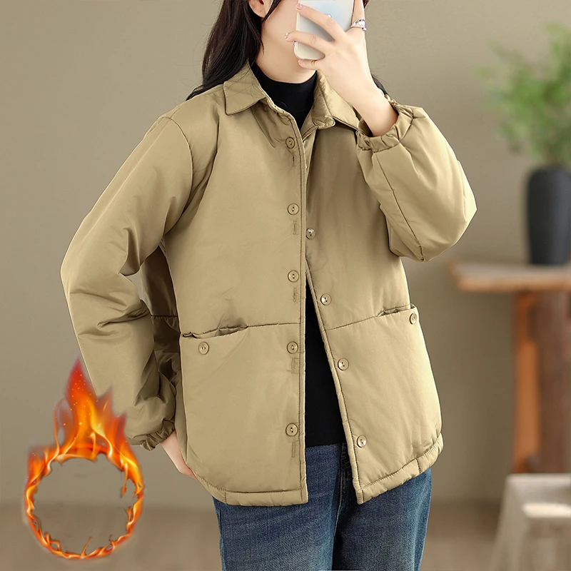 Faionable irt Sle down Cotton Jaet Women Winter Clothes Lazy Sle Retro Casual Loose Open Cardigan Cotton Coat Outer...
Faionable irt Sle down Cotton Jaet Women Winter Clothes Lazy Sle Retro Casual Loose Open Cardigan Cotton Coat Outer...