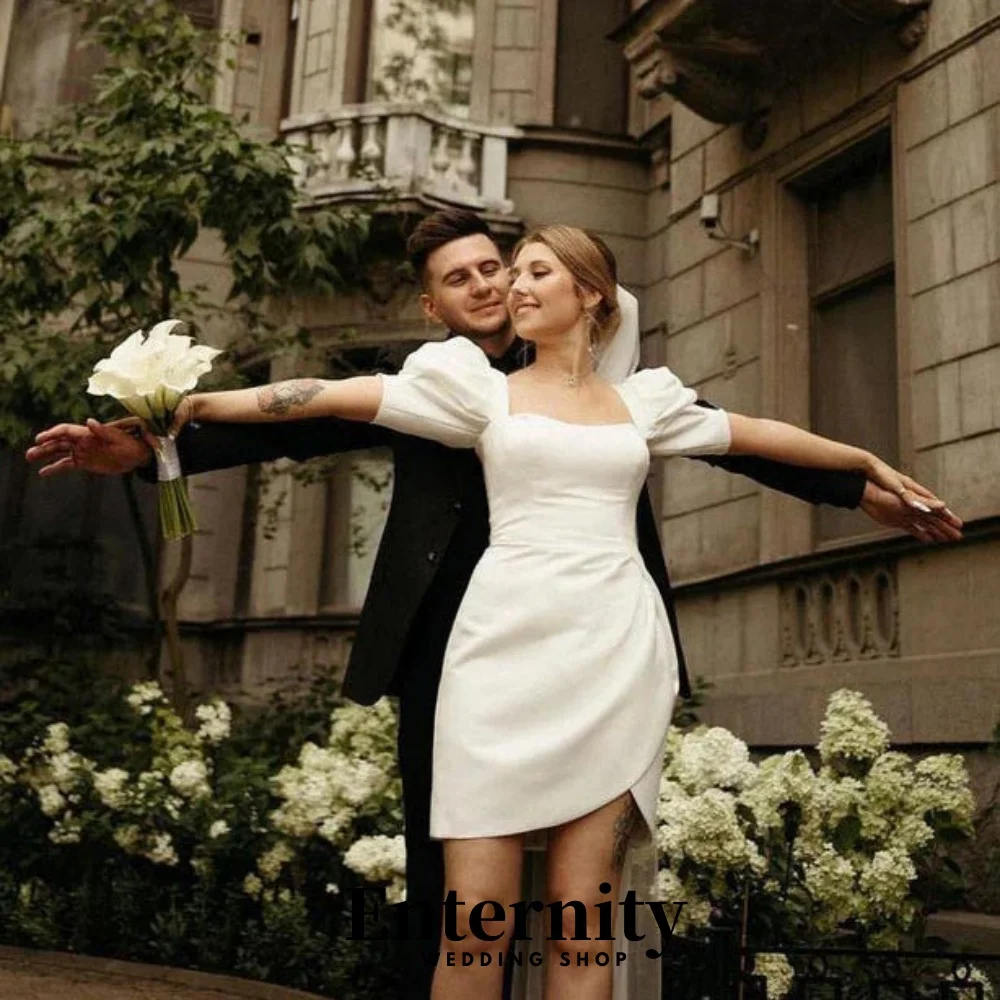 Boat-neck Backless Wedding Dress Sexy Zipper Bridal Dress Charming Short Sleeve Short Bridal Gown Vestidos De Novia Customized
Boat-neck Backless Wedding Dress Sexy Zipper Bridal Dress Charming Short Sleeve Short Bridal Gown Vestidos De Novia Customized