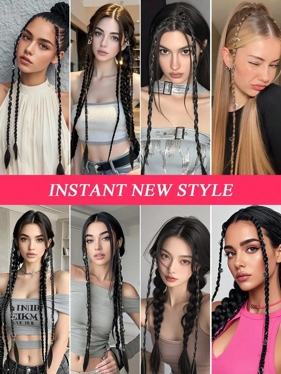 2 Packs Braided Hair Extensions - 20-Inch Synthetic Clip-In Braids In Natural Brown, Suitable For Women's Daily Wear & Parties
2 Packs Braided Hair Extensions - 20-Inch Synthetic Clip-In Braids In Natural Brown, Suitable For Women's Daily Wear & Parties