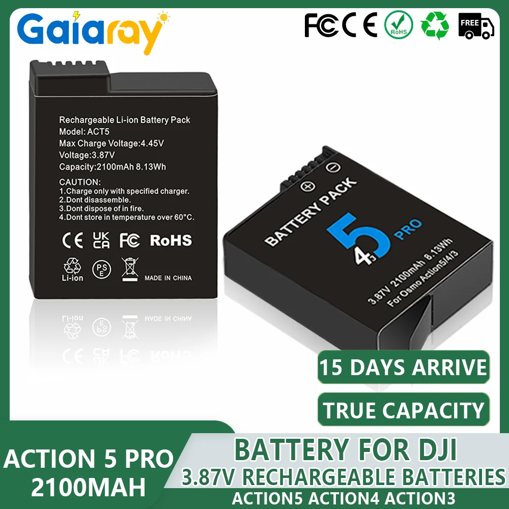 1-10pcs 3.87V 2100mAh Camera Batteries For DJI Osmo Action 5 Pro Action Camera Batteries For DJI Osmo Action 4/3 Accessories
1-10pcs 3.87V 2100mAh Camera Batteries For DJI Osmo Action 5 Pro Action Camera Batteries For DJI Osmo Action 4/3 Accessories