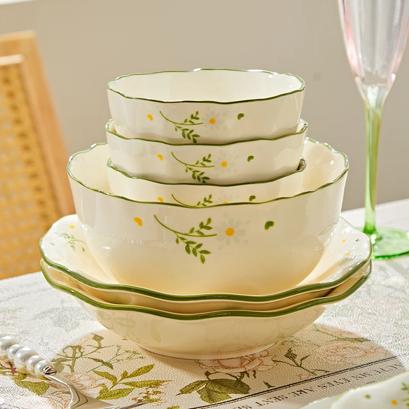 Jingdezhen Underglaze Color Rice Bowl Soup Bowl Double Ear Bowl Cream Style Small Daisy Single Bowl Combination
Jingdezhen Underglaze Color Rice Bowl Soup Bowl Double Ear Bowl Cream Style Small Daisy Single Bowl Combination