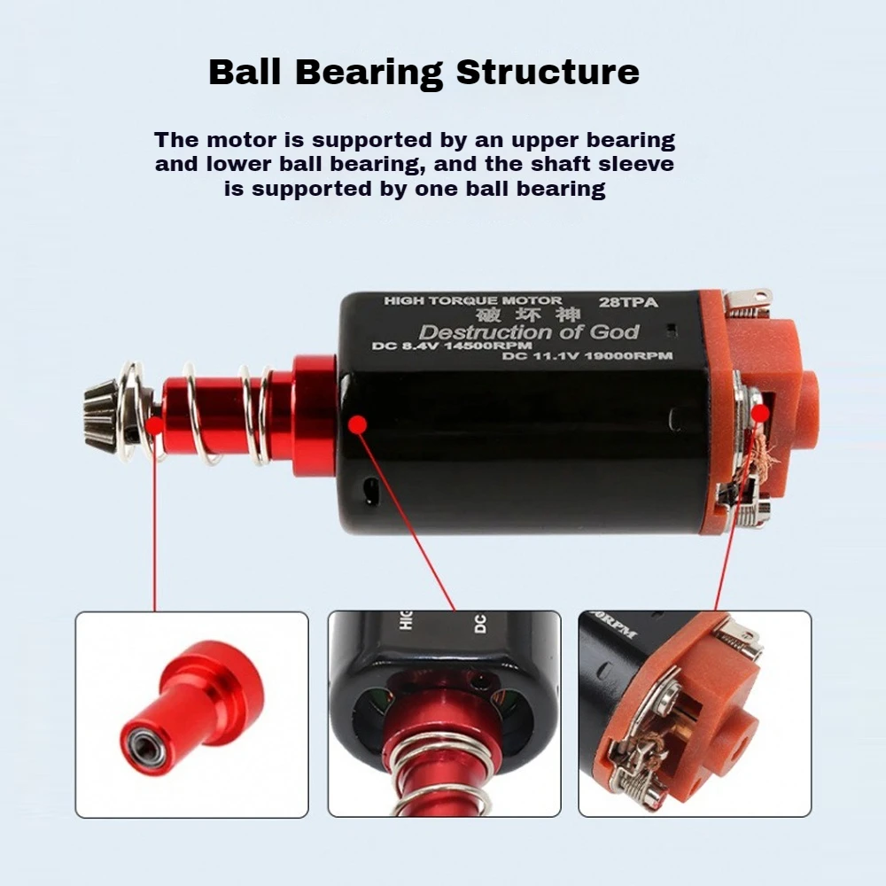 19000RPM High-speed High-torque Ball Bearing Motor 28TPA DC Motor N35H Neodymium Iron Boron Magnetic Steel Long Shaft DC 11.1V
19000RPM High-speed High-torque Ball Bearing Motor 28TPA DC Motor N35H Neodymium Iron Boron Magnetic Steel Long Shaft DC 11.1V