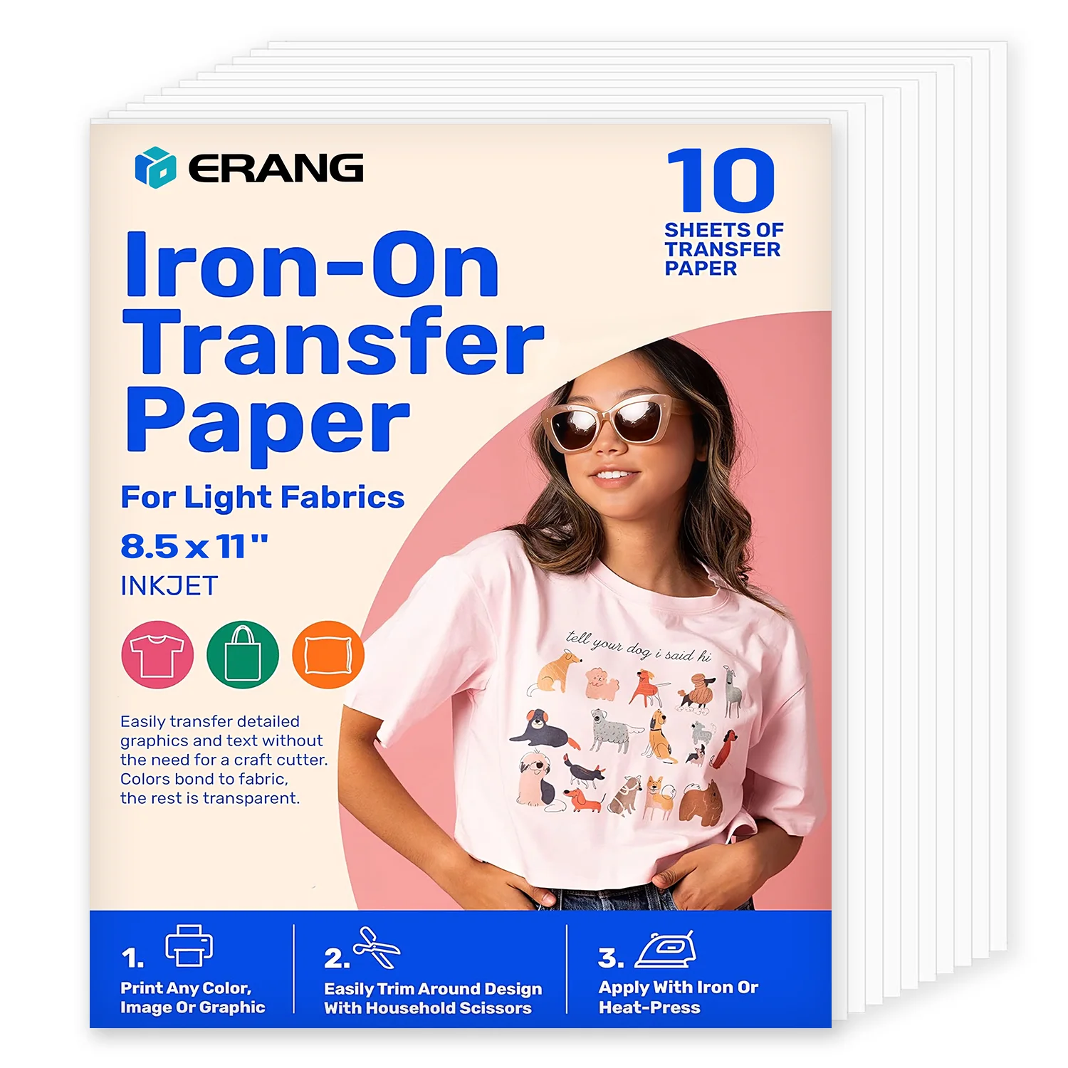 5/10/20 Pcs Iron-On Heat Transfer Paper for Light Fabric Letter Size 8.5×11" Inkjet & Laser Printing & Drawing DIY T-shirts
5/10/20 Pcs Iron-On Heat Transfer Paper for Light Fabric Letter Size 8.5×11" Inkjet & Laser Printing & Drawing DIY T-shirts