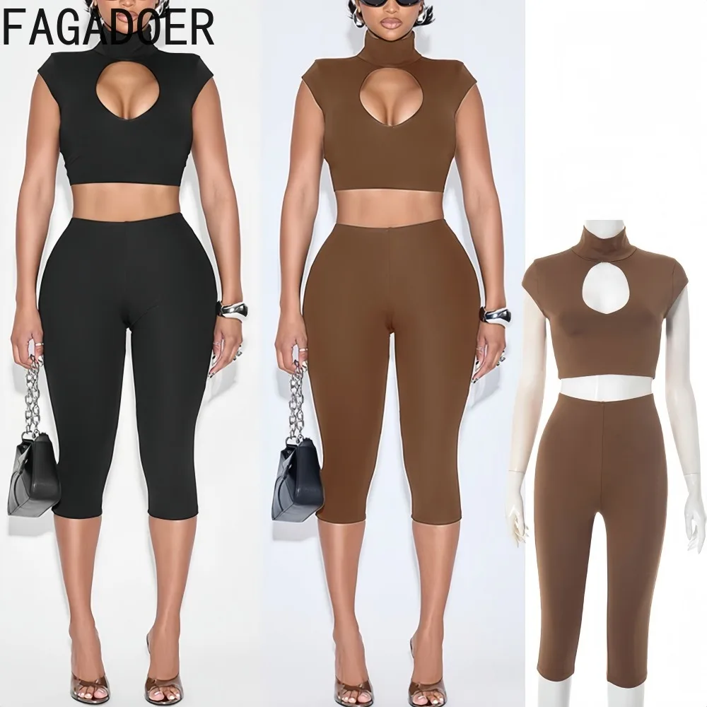 FAGADOER Fashion Sports 2 Pieces Set for Woman Hollow Out Short Sleeve Crop Tops and Pants Matching Outfits Female Streetwear
FAGADOER Fashion Sports 2 Pieces Set for Woman Hollow Out Short Sleeve Crop Tops and Pants Matching Outfits Female Streetwear