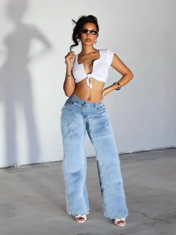 Warm Plush Lady Jeans Autumn Winter Fashionable Patchwork Denim Pants High Waist Cotton Stretch Bootcut Trousers for Women
Warm Plush Lady Jeans Autumn Winter Fashionable Patchwork Denim Pants High Waist Cotton Stretch Bootcut Trousers for Women