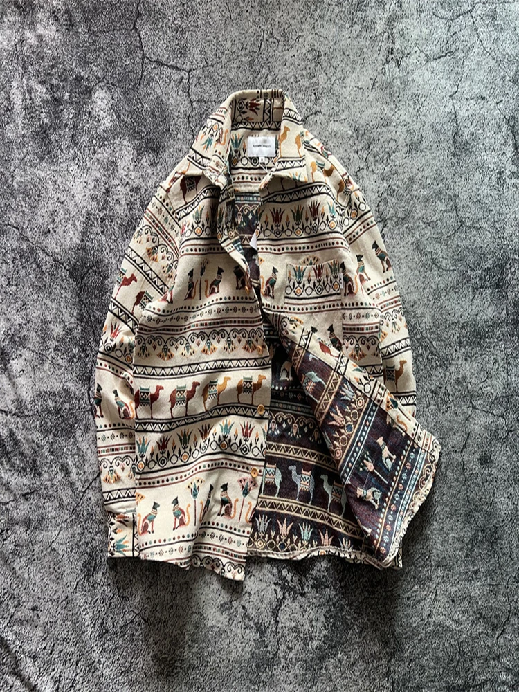 Heavy-duty thick material Amei Kaji retro Tutankhamon double-sided jacquard loose casual spring and autumn long-sleeved shirt
Heavy-duty thick material Amei Kaji retro Tutankhamon double-sided jacquard loose casual spring and autumn long-sleeved shirt