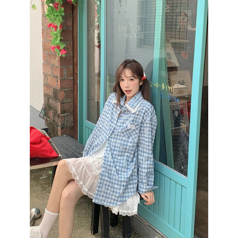 MEXZT Harajuku Plaid Shirts Women Fashion Bow Cartoon Bear Print Blouses Summer Korean Lace Patchwork Long Sleeve Design Tops
MEXZT Harajuku Plaid Shirts Women Fashion Bow Cartoon Bear Print Blouses Summer Korean Lace Patchwork Long Sleeve Design Tops