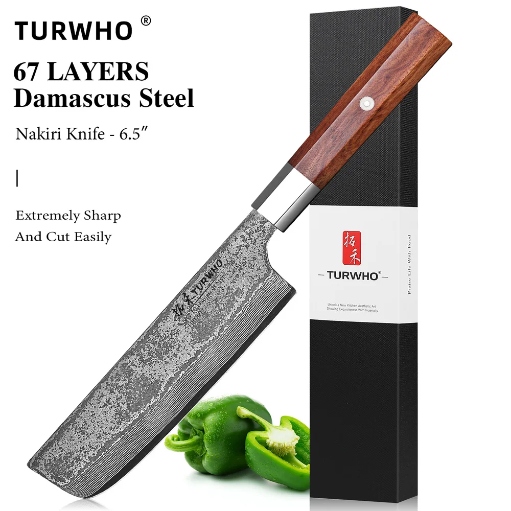 TURWHO 6,5-дюймовый японский нож Накири из дамасской стали, кухонные ножи шеф-повара, ручная ковка, ресторан, домашний профессиональный нож, тесак
TURWHO 6,5-дюймовый японский нож Накири из дамасской стали, кухонные ножи шеф-повара, ручная ковка, ресторан, домашний профессиональный нож, тесак