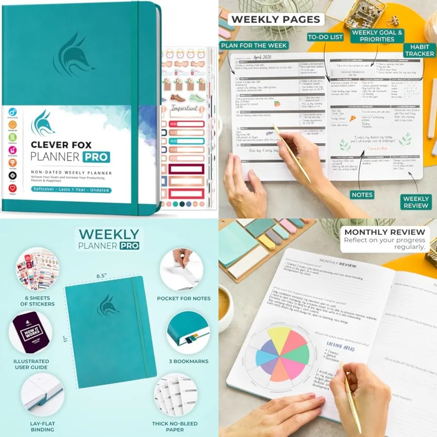 Planner PRO Weekly Monthly Life Planner to Increase Productivity, Time Management and Hit Your Goals, 8.5x11 Turquoise
Planner PRO Weekly Monthly Life Planner to Increase Productivity, Time Management and Hit Your Goals, 8.5x11 Turquoise