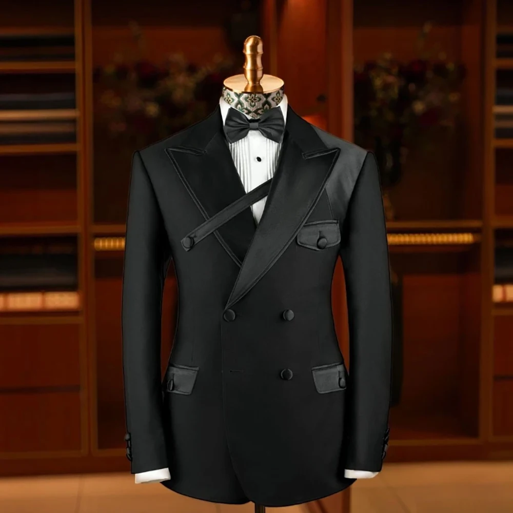 Formal Black Men's Suits Elegant Double Breasted Peak Lapel Slim Fit 2 Piece Jacket Pants Outfits Fashion Male Clothing Terno
Formal Black Men's Suits Elegant Double Breasted Peak Lapel Slim Fit 2 Piece Jacket Pants Outfits Fashion Male Clothing Terno