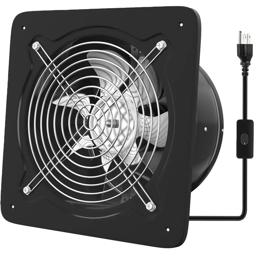 10-Inch Wall-Mounted Black Stainless Steel Ventilation Fan with Switch for Bathroom, Kitchen, Workshop, or Basement
10-Inch Wall-Mounted Black Stainless Steel Ventilation Fan with Switch for Bathroom, Kitchen, Workshop, or Basement