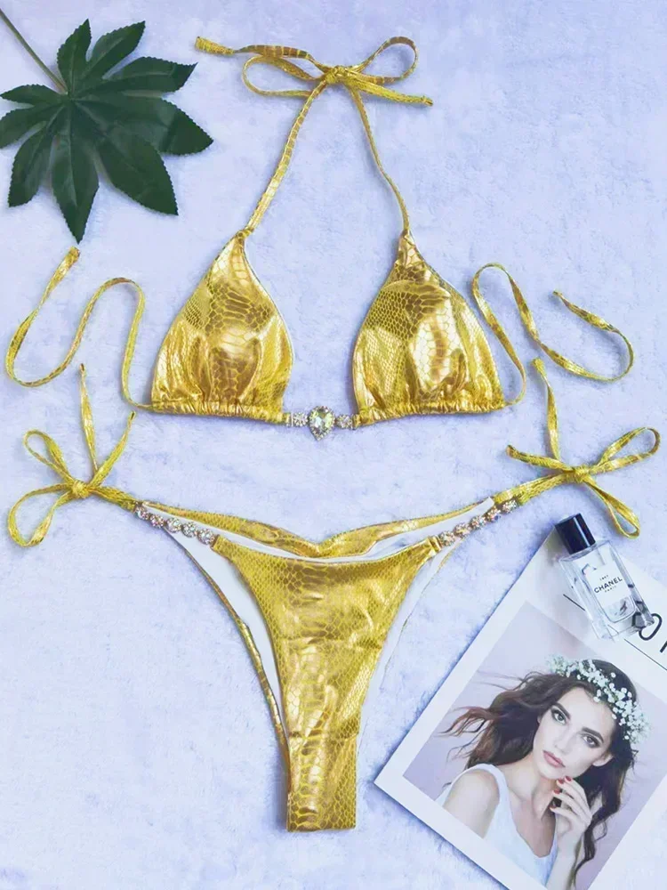 Snake Skin Rhinestone Diamond Bikini Female Swimsuit Women Swimwear Two-pieces Bikini Set High Cut Halter Bathing Suit Swim Lady
Snake Skin Rhinestone Diamond Bikini Female Swimsuit Women Swimwear Two-pieces Bikini Set High Cut Halter Bathing Suit Swim Lady