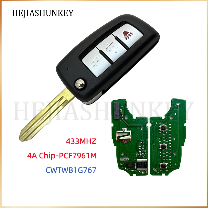 CWTWB1G767 3 Btn Flip Key Fob 433MHz 4A PCF7961MTT For Nissan Rogue Qashqai J11 X-Trail T32 Juke F15 Pulsar C13 Micra 2014-2018
CWTWB1G767 3 Btn Flip Key Fob 433MHz 4A PCF7961MTT For Nissan Rogue Qashqai J11 X-Trail T32 Juke F15 Pulsar C13 Micra 2014-2018