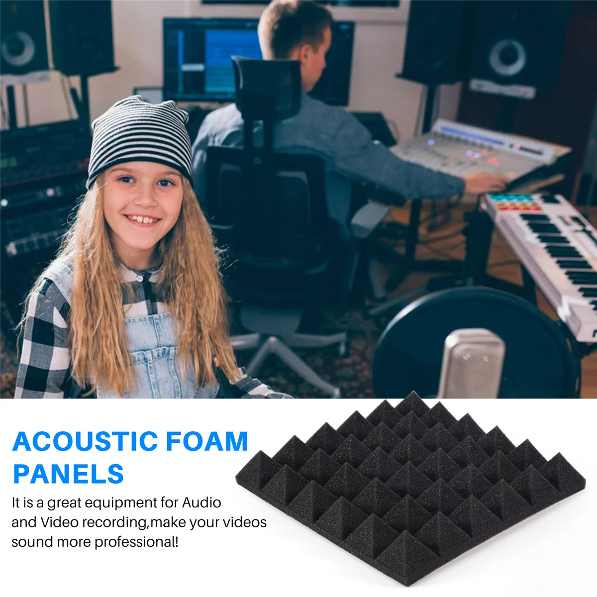 New 12Pcs Soundproof Foam Panels,2 Inch x 12 Inch x 12 Inch Pyramid Shaped Acoustic Panels for Wall,Studio, Home and Office
New 12Pcs Soundproof Foam Panels,2 Inch x 12 Inch x 12 Inch Pyramid Shaped Acoustic Panels for Wall,Studio, Home and Office