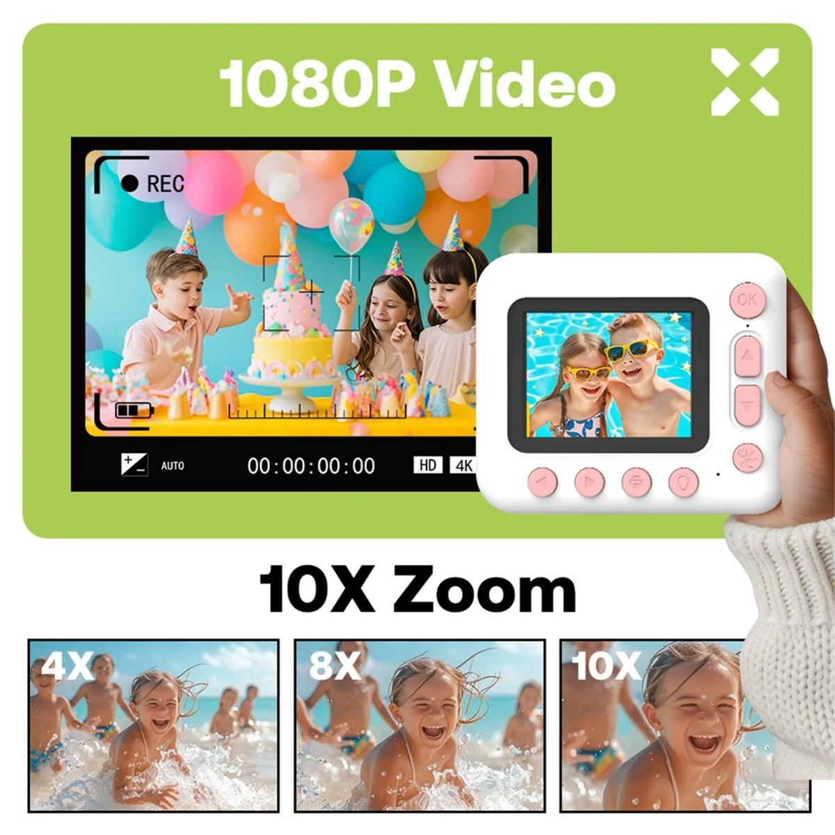 Камера с мгновенной печатью для детей, цифровая камера HD 1080P с 2,4-дюймовым IPS-экраном, 10-кратным оптическим зумом, в комплект входит TF-карта емкостью 32 ГБ
Камера с мгновенной печатью для детей, цифровая камера HD 1080P с 2,4-дюймовым IPS-экраном, 10-кратным оптическим зумом, в комплект входит TF-карта емкостью 32 ГБ