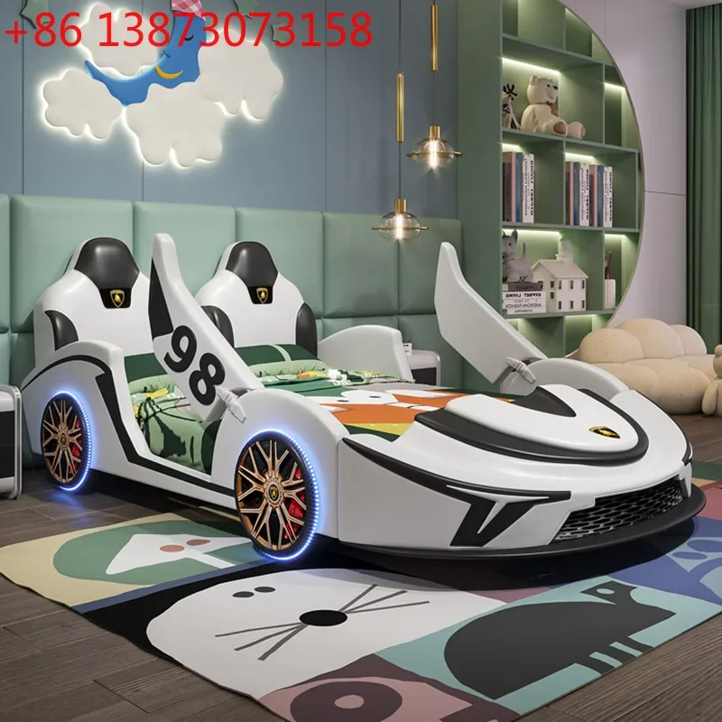 Modern simple and multi-functional with audio with light with guardrail Solid wood car cartoon single bed
Modern simple and multi-functional with audio with light with guardrail Solid wood car cartoon single bed