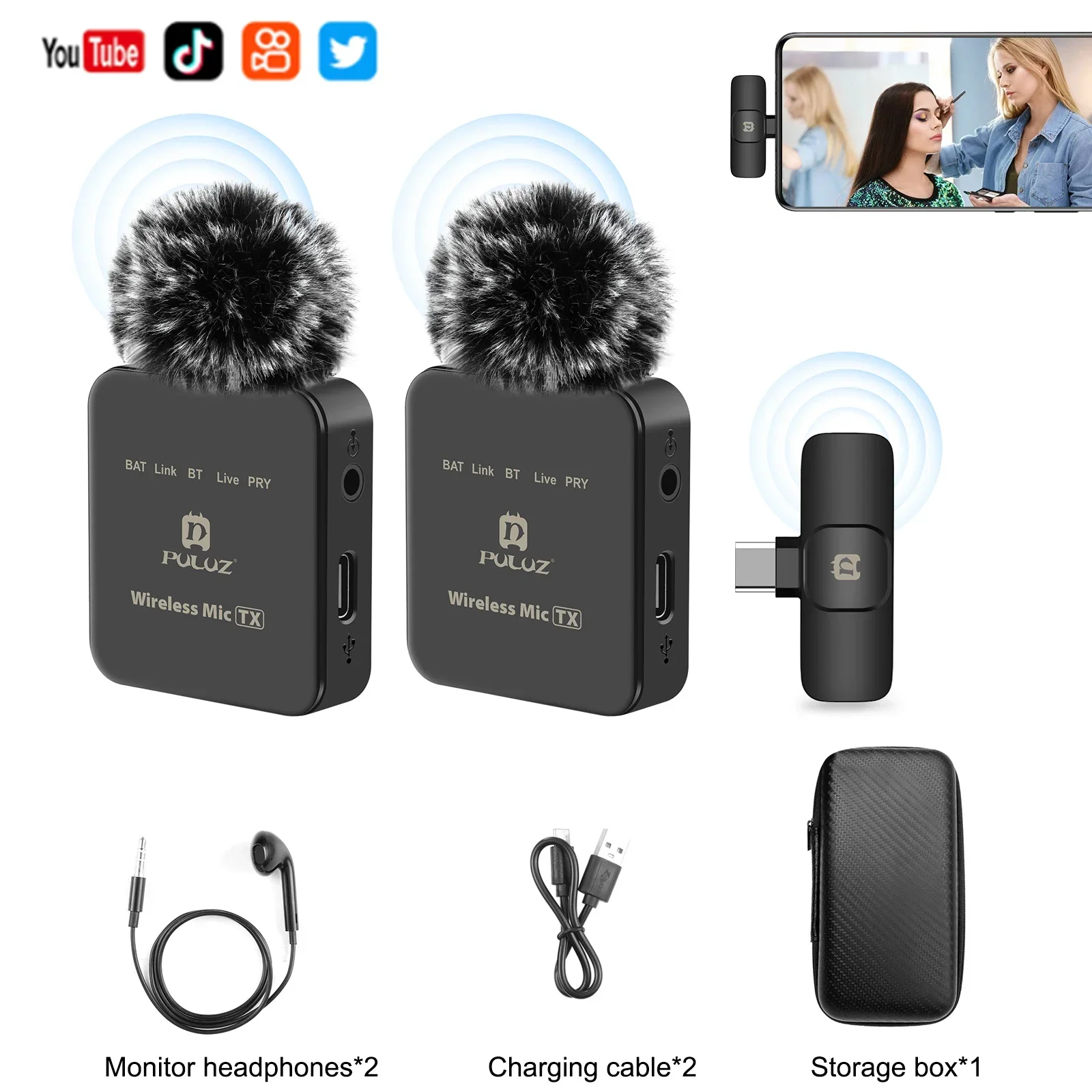 PULUZ 2.4G Wireless Lavalier Microphone Live Broadcast Gaming Microphone For iPhone Type-C Android Camera Audio Video ForYouTube
PULUZ 2.4G Wireless Lavalier Microphone Live Broadcast Gaming Microphone For iPhone Type-C Android Camera Audio Video ForYouTube