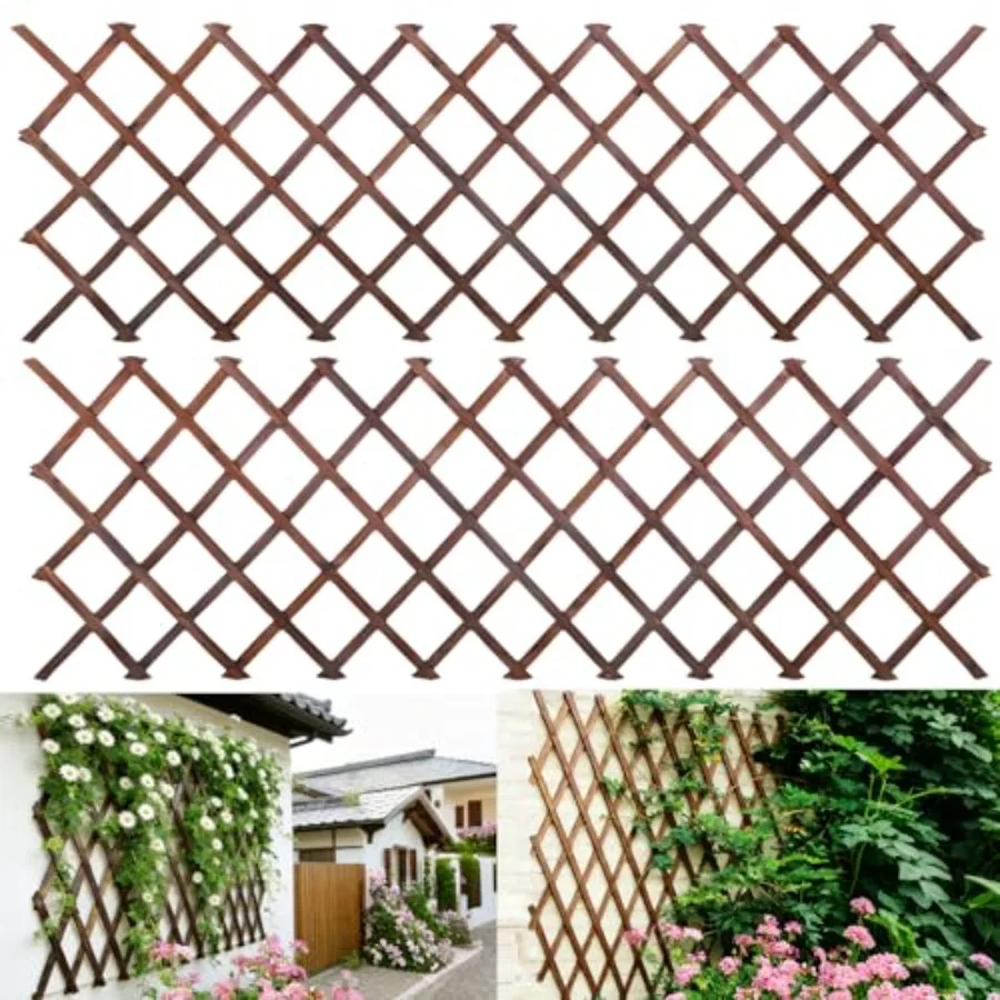 2 Pcs Expandable Garden Trellis for Outdoor Ivy Vine Rose Clematis, 38 x 89 Large Wooden Lattice Fence Wall Panel in Natural Br
2 Pcs Expandable Garden Trellis for Outdoor Ivy Vine Rose Clematis, 38 x 89 Large Wooden Lattice Fence Wall Panel in Natural Br