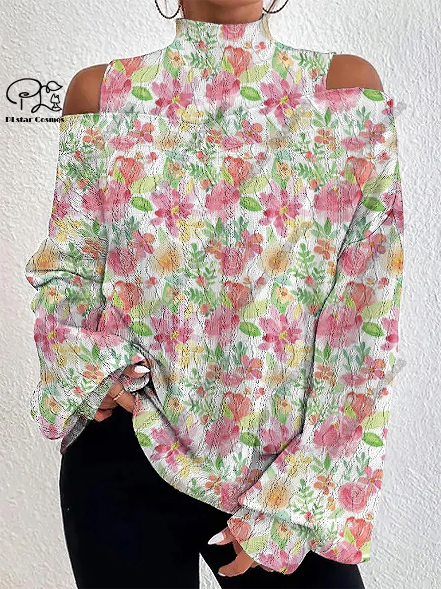 PLstar Cosmos new 3D printed small floral women's lantern sleeve off-shoulder cable pattern top casual long sleeve S-4
PLstar Cosmos new 3D printed small floral women's lantern sleeve off-shoulder cable pattern top casual long sleeve S-4
