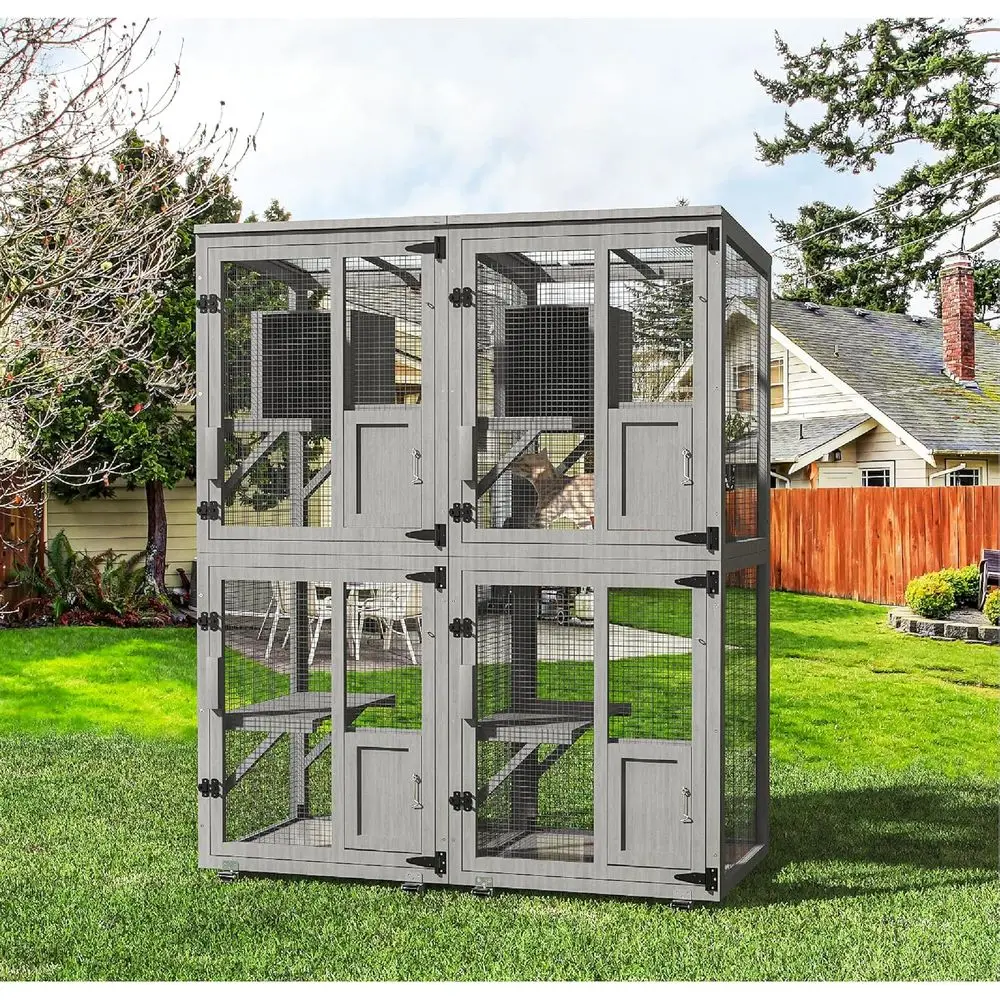 4-Tier Outdoor Cat Enclosure with Wheels, Removable Floor, Upgraded Resting Box, Waterproof Roof, Suitable for Indoor and Outdoo
4-Tier Outdoor Cat Enclosure with Wheels, Removable Floor, Upgraded Resting Box, Waterproof Roof, Suitable for Indoor and Outdoo