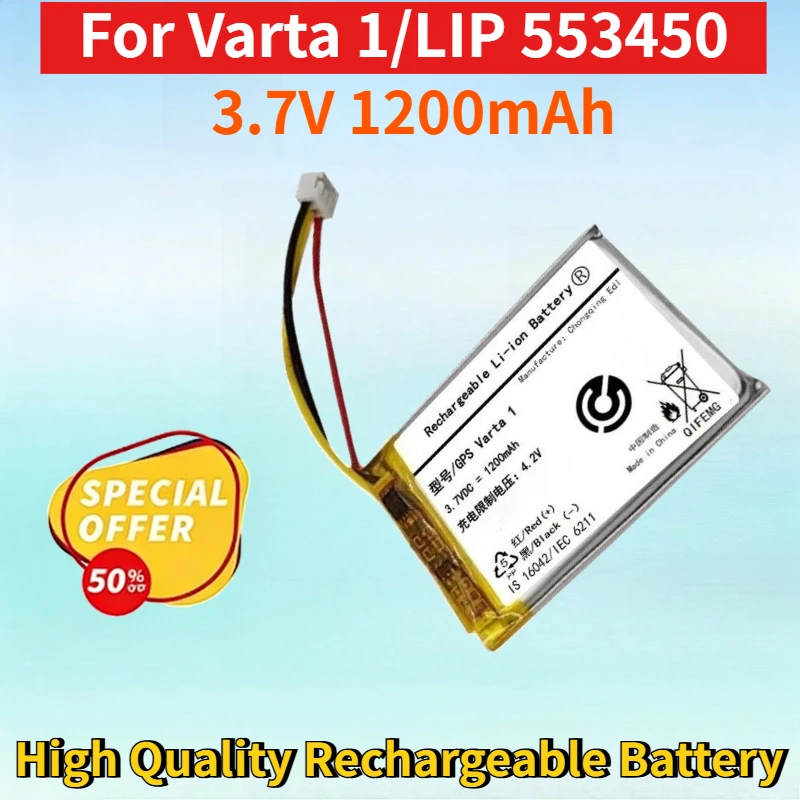 Newest 3.7V 1200mAh Rechargeable Battery Pack for Varta 1/LIP 553450 Remote Li-po Polymer High Quality Replacement Battery Pack
Newest 3.7V 1200mAh Rechargeable Battery Pack for Varta 1/LIP 553450 Remote Li-po Polymer High Quality Replacement Battery Pack
