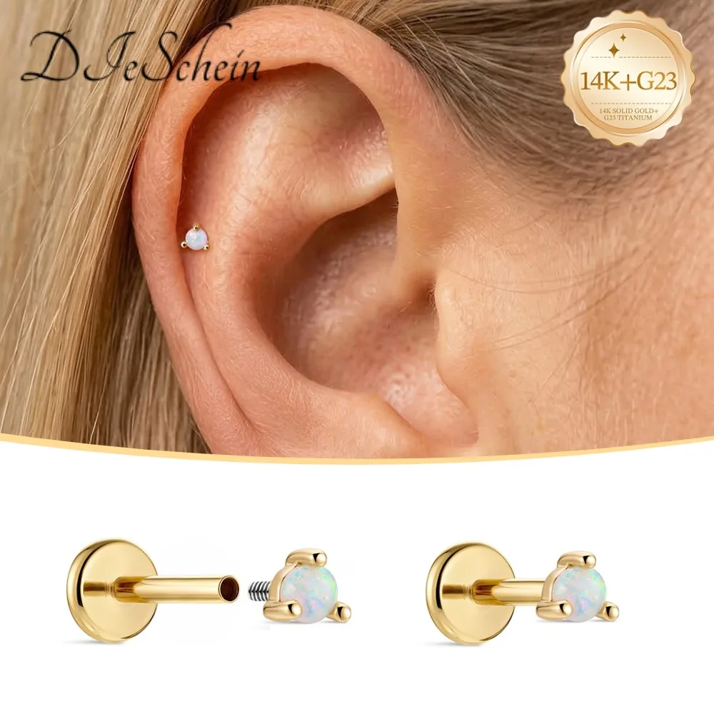DIeSchein 14K Solid Gold Flat Back Stud Earrings for Women Opal Screw Thread Piercing Earrings Jewelry With Box for Daily Gift
DIeSchein 14K Solid Gold Flat Back Stud Earrings for Women Opal Screw Thread Piercing Earrings Jewelry With Box for Daily Gift