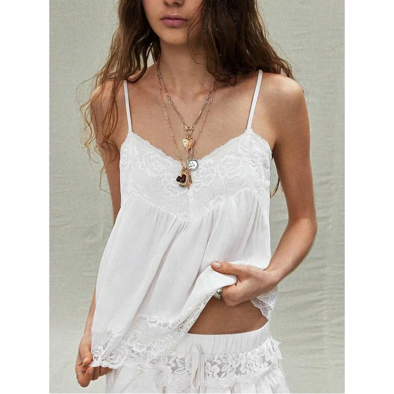 Women's Spring/Summer New Floral Lace Trim Casual Vacation Afternoon Tea Bohemian Camisole Top Spaghetti Strap Tops Women
Women's Spring/Summer New Floral Lace Trim Casual Vacation Afternoon Tea Bohemian Camisole Top Spaghetti Strap Tops Women