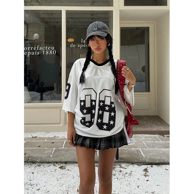 Summer O-neck Women's Jersey No.98 Black And White Printed T-shirt Wide Quick Drying Sportswear Exquisite And Fashionable Top
Summer O-neck Women's Jersey No.98 Black And White Printed T-shirt Wide Quick Drying Sportswear Exquisite And Fashionable Top