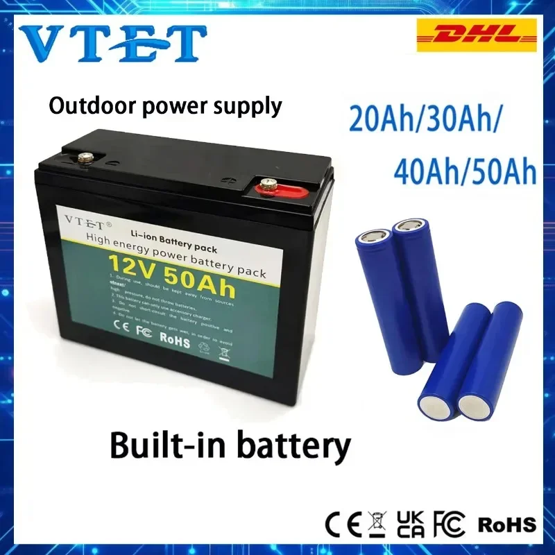 VTET 18650 Lithium Battery Pack, 12V 20Ah-50Ah, Suitable for Outdoor and Home Storage, Explosion-proof Battery Cells, Reusable
VTET 18650 Lithium Battery Pack, 12V 20Ah-50Ah, Suitable for Outdoor and Home Storage, Explosion-proof Battery Cells, Reusable
