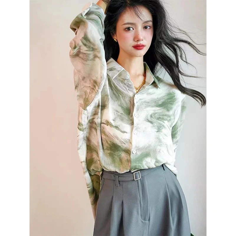 Women Spring Fashion Loose Temperament Printing Polo-Neck Long Sleeve Shirts Women Clothes Casual Appear Thin All-match Tops
Women Spring Fashion Loose Temperament Printing Polo-Neck Long Sleeve Shirts Women Clothes Casual Appear Thin All-match Tops