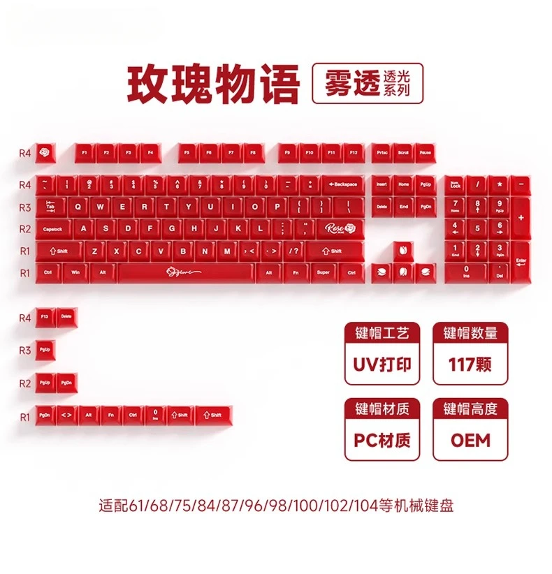 Weikav Misty Translucent Keycaps Pink/Red 117 Keys Set PC Keycaps OEM Profile Mechanical Keyboard Keycap Custom Gaming Gifts
Weikav Misty Translucent Keycaps Pink/Red 117 Keys Set PC Keycaps OEM Profile Mechanical Keyboard Keycap Custom Gaming Gifts