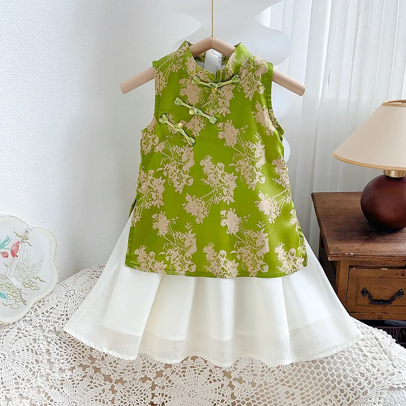 Girls' Improved Cheongsam Dress Summer New Style New Chinese Style Hanfu Vest DressAXA335
Girls' Improved Cheongsam Dress Summer New Style New Chinese Style Hanfu Vest DressAXA335