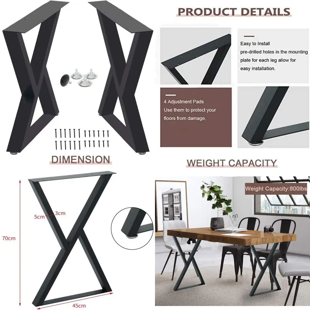 Rustic Heavy Duty Cast Iron Dining Table Legs, DIY Side Table Support, Square Tube Coffee Table Legs Set of 2, 28 Height for Stu
Rustic Heavy Duty Cast Iron Dining Table Legs, DIY Side Table Support, Square Tube Coffee Table Legs Set of 2, 28 Height for Stu