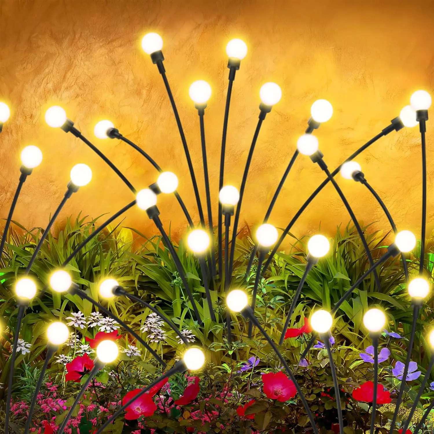 Solar Lights Outdoor, 6 Pack 48 LEDs Firefly Lights, Waterproof Garden Pathway Lights for Yard Patio Decoration
Solar Lights Outdoor, 6 Pack 48 LEDs Firefly Lights, Waterproof Garden Pathway Lights for Yard Patio Decoration