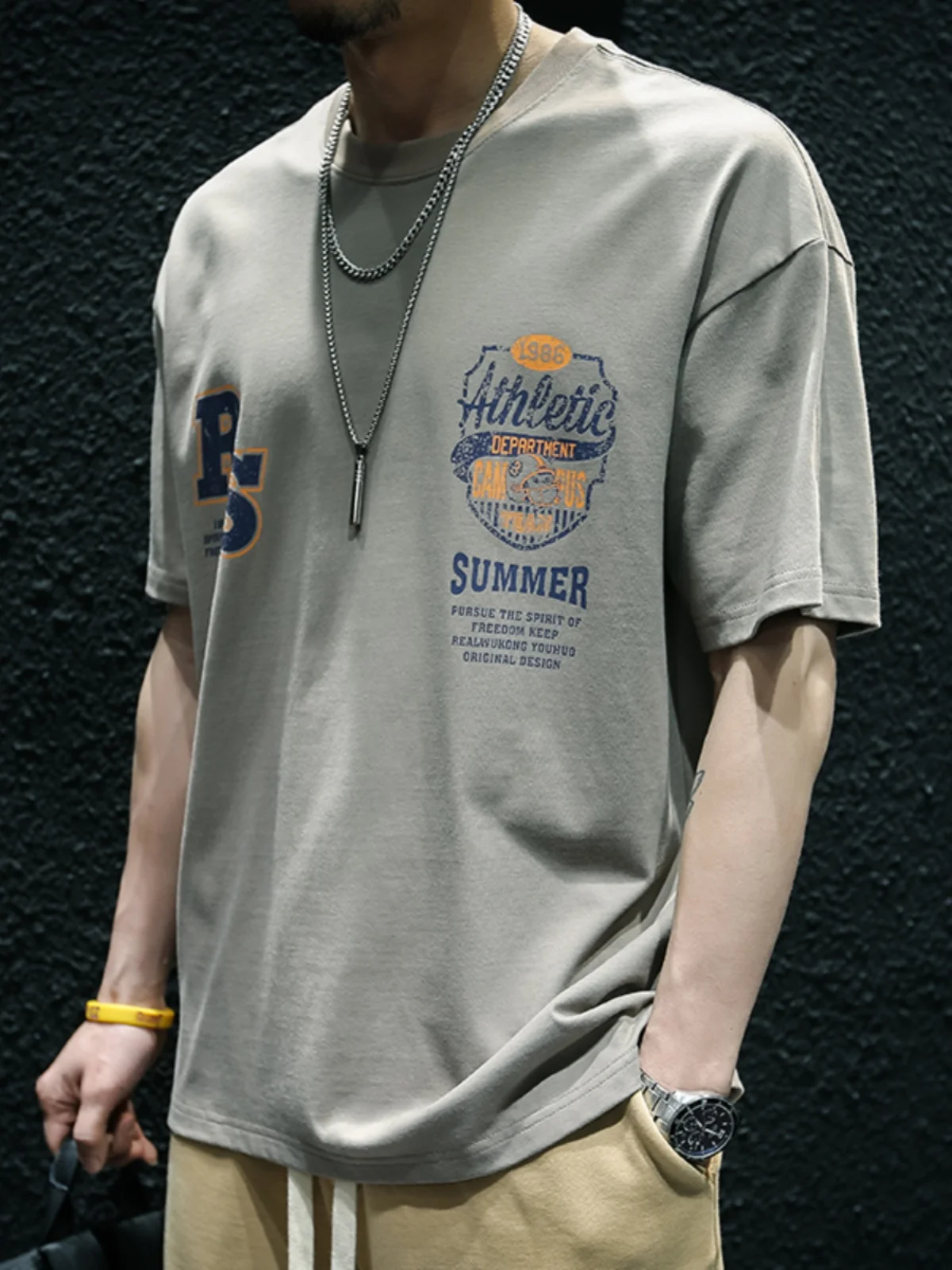 Summer Loose Fit Men's Cotton T-irt ort Sve round Ne Casual Sle Retro American Design Comfortable Body Tee
Summer Loose Fit Men's Cotton T-irt ort Sve round Ne Casual Sle Retro American Design Comfortable Body Tee