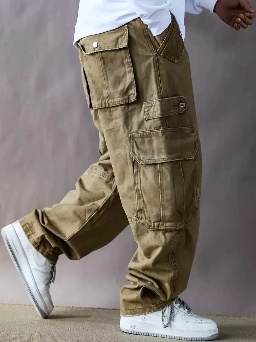 Retro Japanese Sle Work Pants Men's Loose Straight Leg Waed Casual Trousers Multi-ket Trendy Khaki Color Cotton Fabric
Retro Japanese Sle Work Pants Men's Loose Straight Leg Waed Casual Trousers Multi-ket Trendy Khaki Color Cotton Fabric