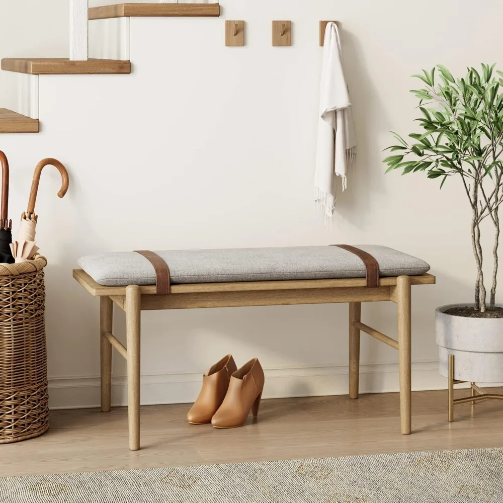 Gugan Mid-Century Wooden Bench Seat, End of Bed Bench with Removable Fabric Cushion for Indoor Dining Room
Gugan Mid-Century Wooden Bench Seat, End of Bed Bench with Removable Fabric Cushion for Indoor Dining Room