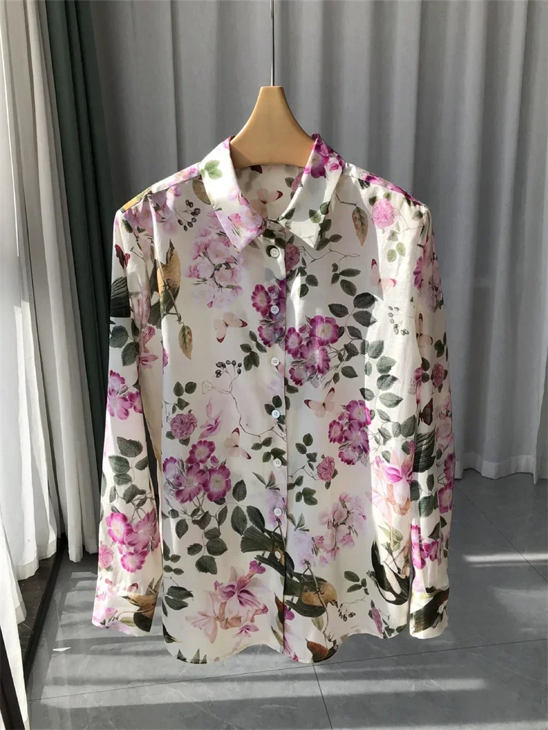 Cotton Silk Blends Women Shirt Floral Printed Turn-down Collar Prairie Chic Female Long Sleeve Blouse Top Spring 2024
Cotton Silk Blends Women Shirt Floral Printed Turn-down Collar Prairie Chic Female Long Sleeve Blouse Top Spring 2024