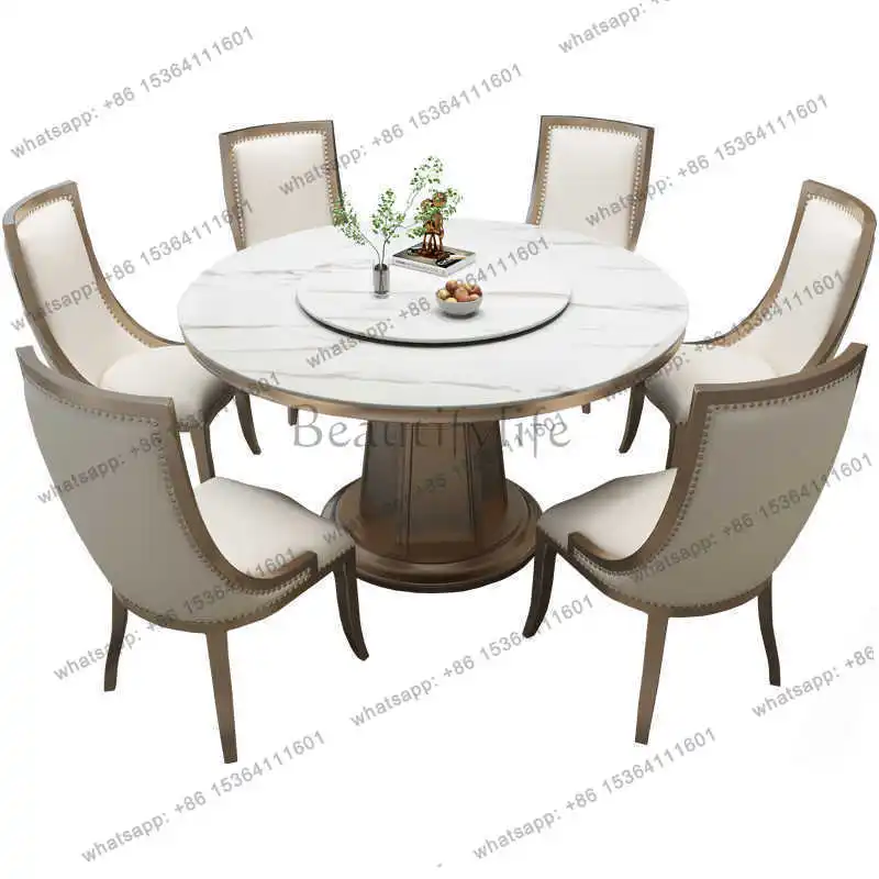 American Italian solid wood marble light luxury dining table household slate simple modern dining table turntable
American Italian solid wood marble light luxury dining table household slate simple modern dining table turntable