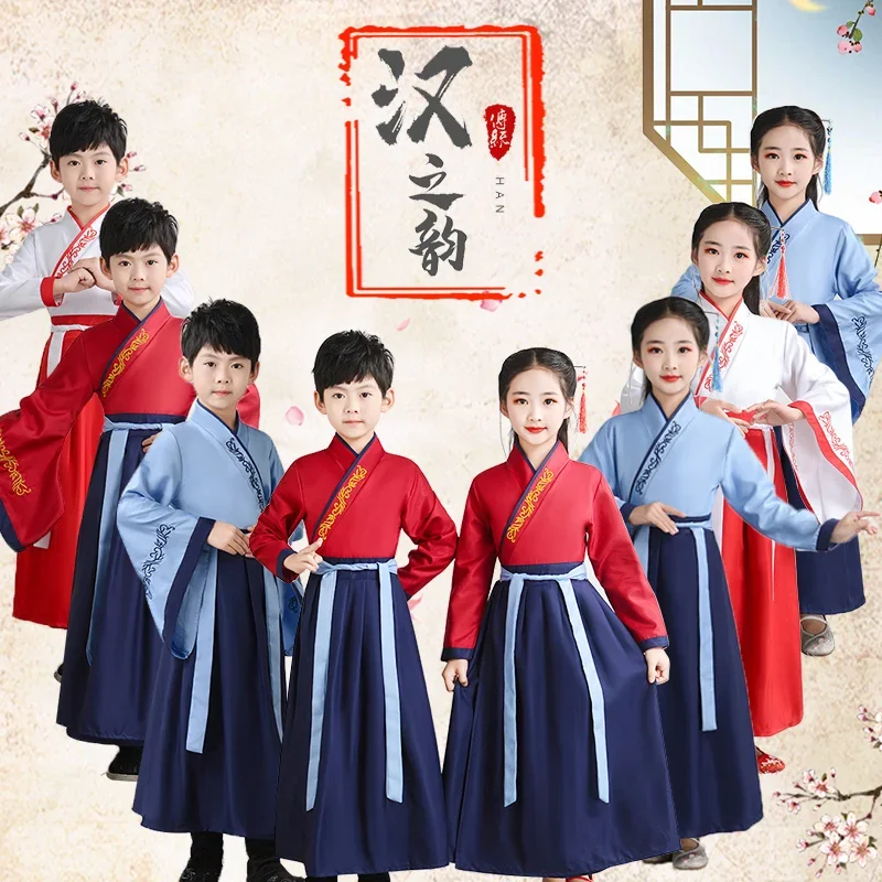 Children costume hanfu girl Guoxue Hanfu male three characters by disciple regulation dress Chinese style performance costume
Children costume hanfu girl Guoxue Hanfu male three characters by disciple regulation dress Chinese style performance costume